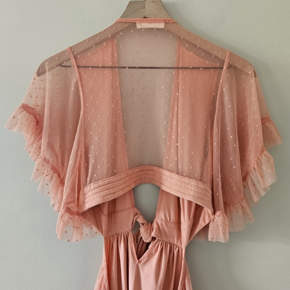 Spell x Coachella Peach High Low Grace Cutout Tulle Midi Dress - Picture 15 of 15